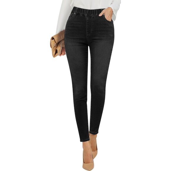 Denim - Skinny Jeans Women High Waisted Stretch Denim Pull On Skinny Trousers